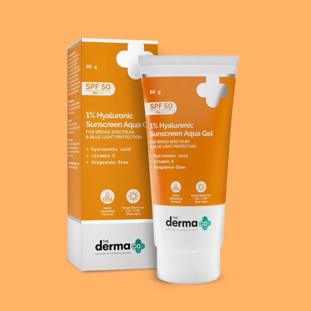 The Derma Co 1% Hyaluronic Sunscreen Aqua Gel with SPF 50 & PA++++ - 80g