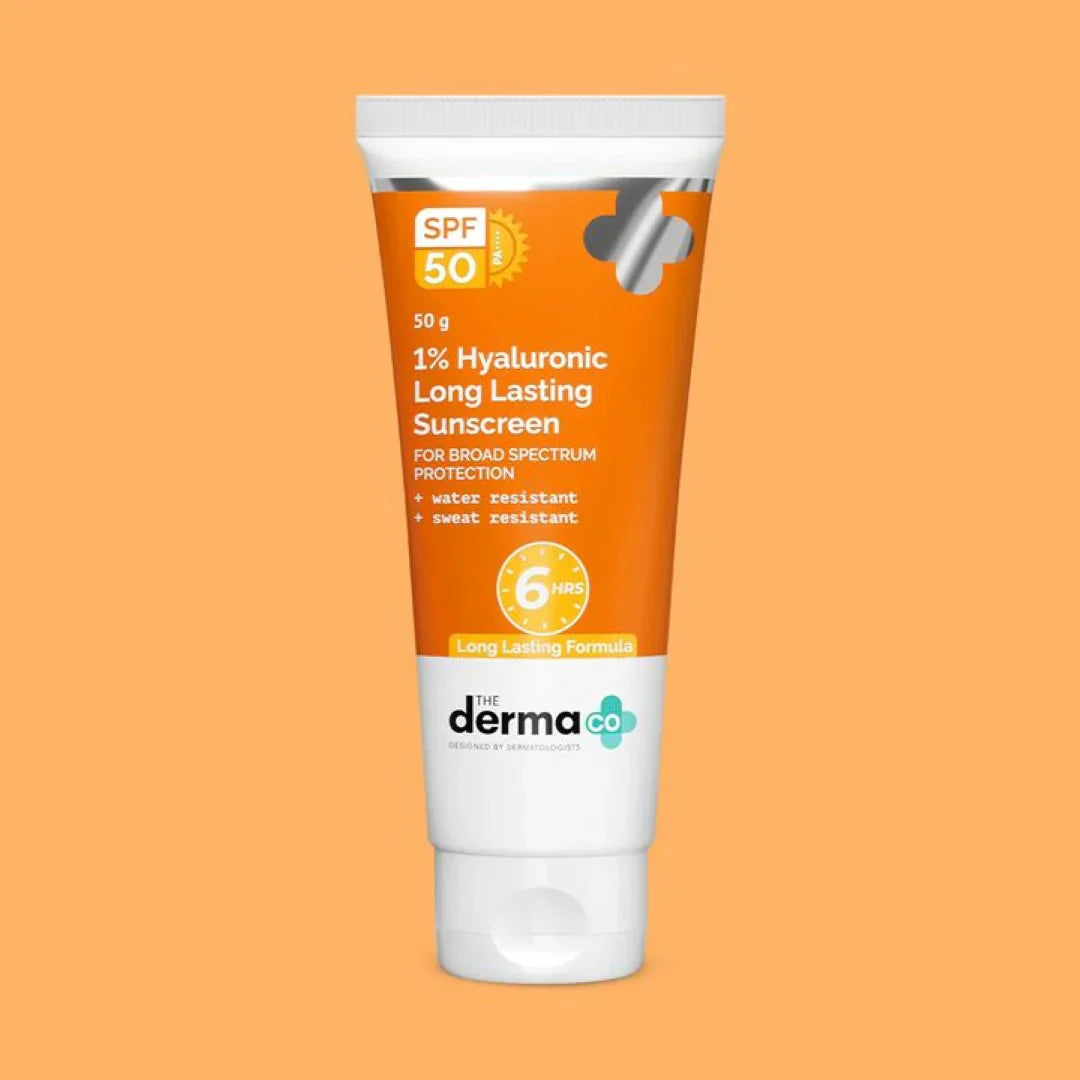 The Derma Co 1% Hyaluronic Long Lasting Sunscreen SPF 50 & PA++++  50 g Zero White Cast