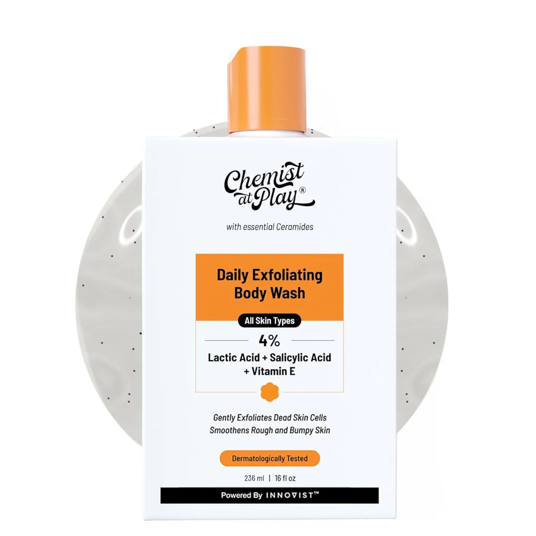 Chemist at Play Brightening Body Wash | Glowing Skin Vitamin C Bodywash | Helps to Reduce Fades Dark Spots, Evens out Skin Tone | Alpha Arbutin | 30X Vitamin C with Camu Camu | For Women & Men | 236ml