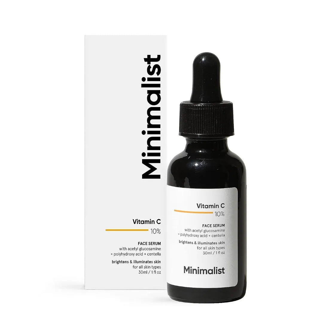 Minimalist 10% Vitamin C Face Serum for Glowing Skin (Formulated & Tested For Sensitive Skin) | Non Irritating | Non Sticky | Brightening Vit C Formula For Men and Women | 30 ml