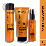 Matrix Opti.Care 3-Step Regime, Up To 4 Days Frizz Control, Shampoo 350ml + Conditioner 196gm + Serum 100ml