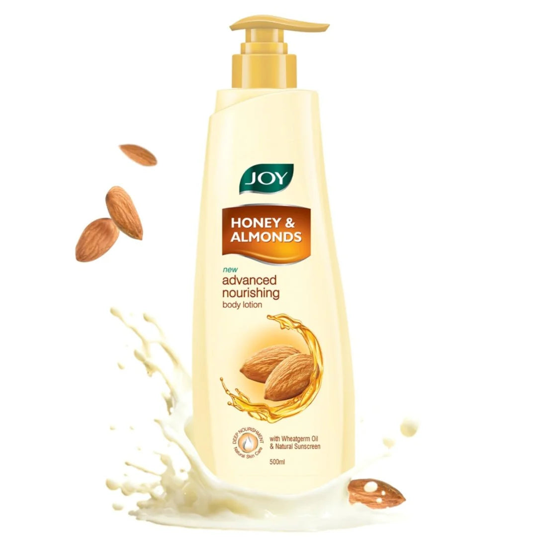 Joy Honey & Almonds Advanced Nourishing Body Lotion (500ml) | Body Moisturizer With Vitamin E - Reduces Fine Lines, Wrinkles & Prevents Dryness | Hydrates & Retains Moisture | Suitable for Men & Women