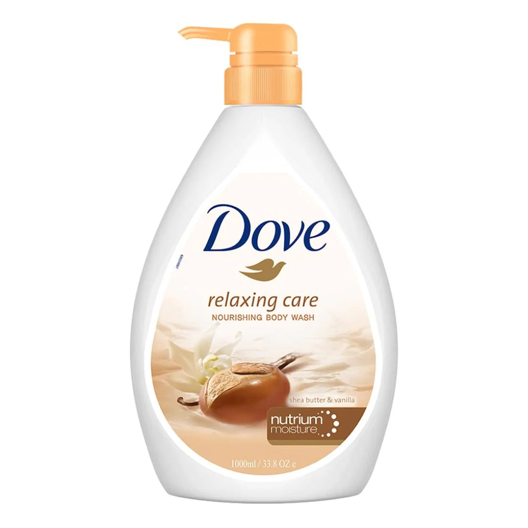 Dove Relaxing Shea Butter Body Wash with Vanilla for Soft Skin, Soothing Scent, 1L