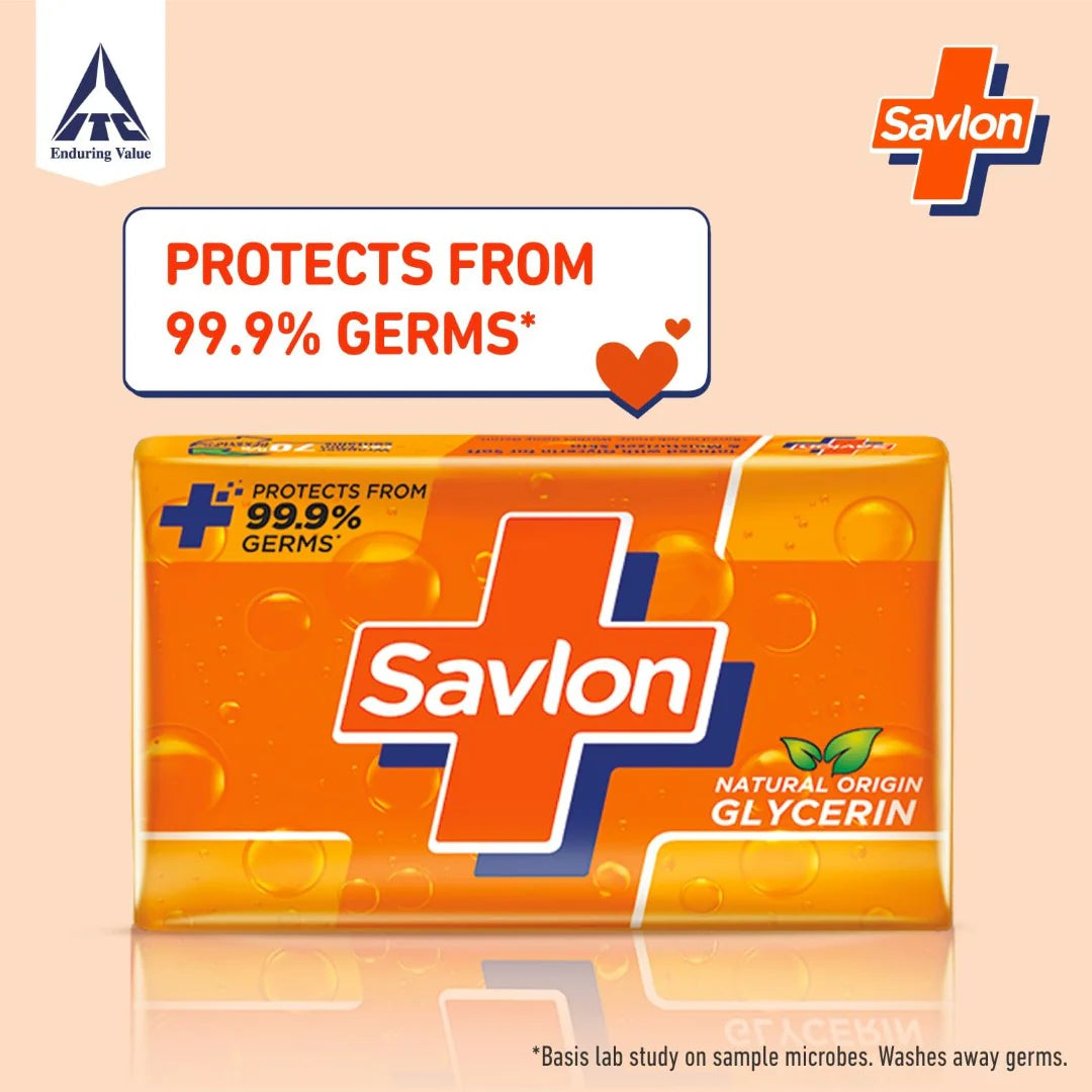 Savlon Moisturizing Glycerin Soap Bar With Germ Protection, 625g (125g - Combo Pack of 5), Soap for Women & Men, For All Skin Types