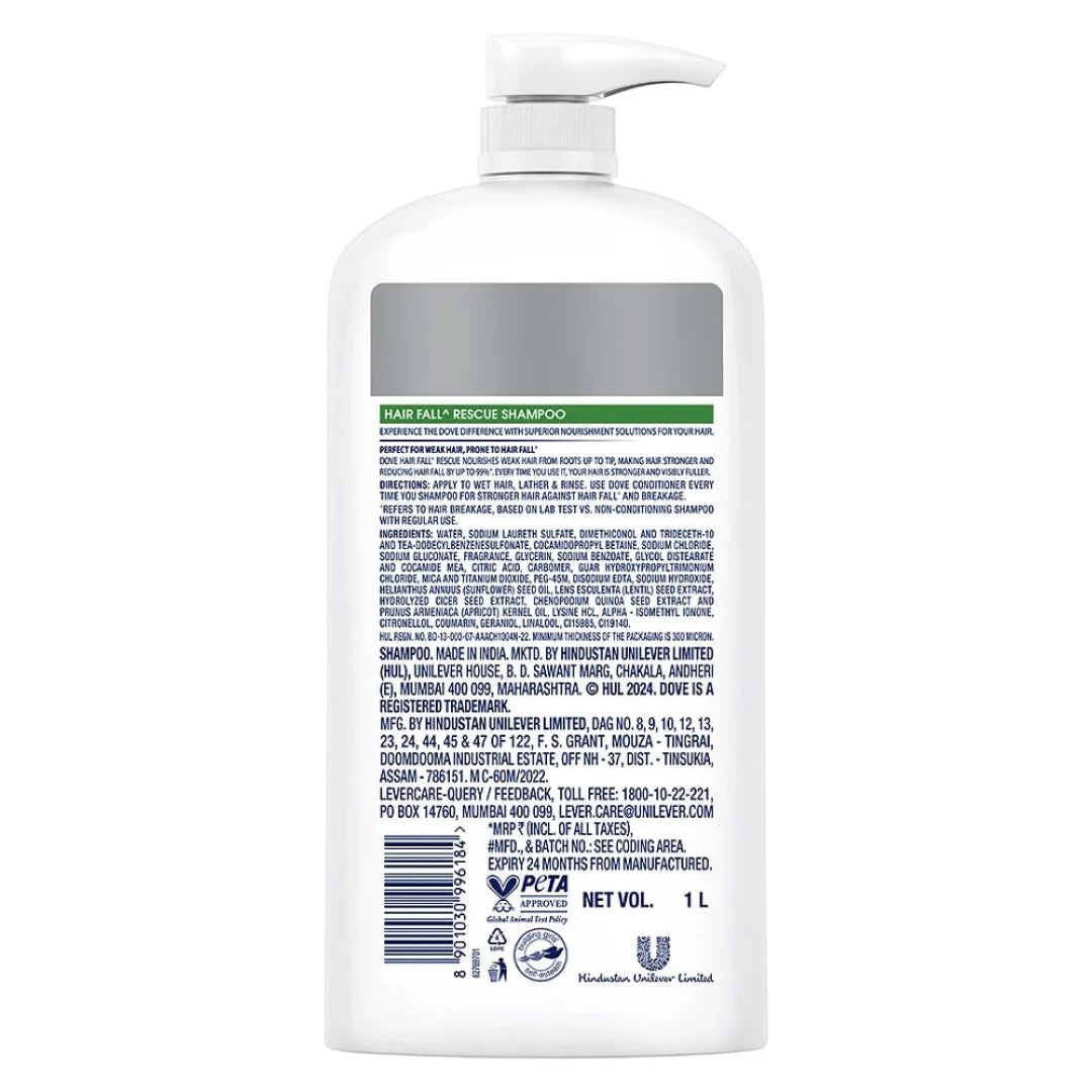 Dove Hair Fall Rescue Shampoo For Weak Hair, 1 Ltr