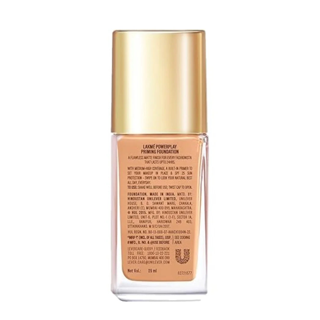 Lakme 9 to 5 Primer + Matte Perfect Cover Foundation - N200 Neutral Nude(25ml)