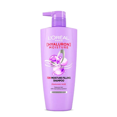 L'Oreal Paris Moisture Filling Shampoo, With Hyaluronic Acid, For Dry & Dehydrated Hair, Adds Shine & Bounce, Hyaluron Moisture 72H, 650ml