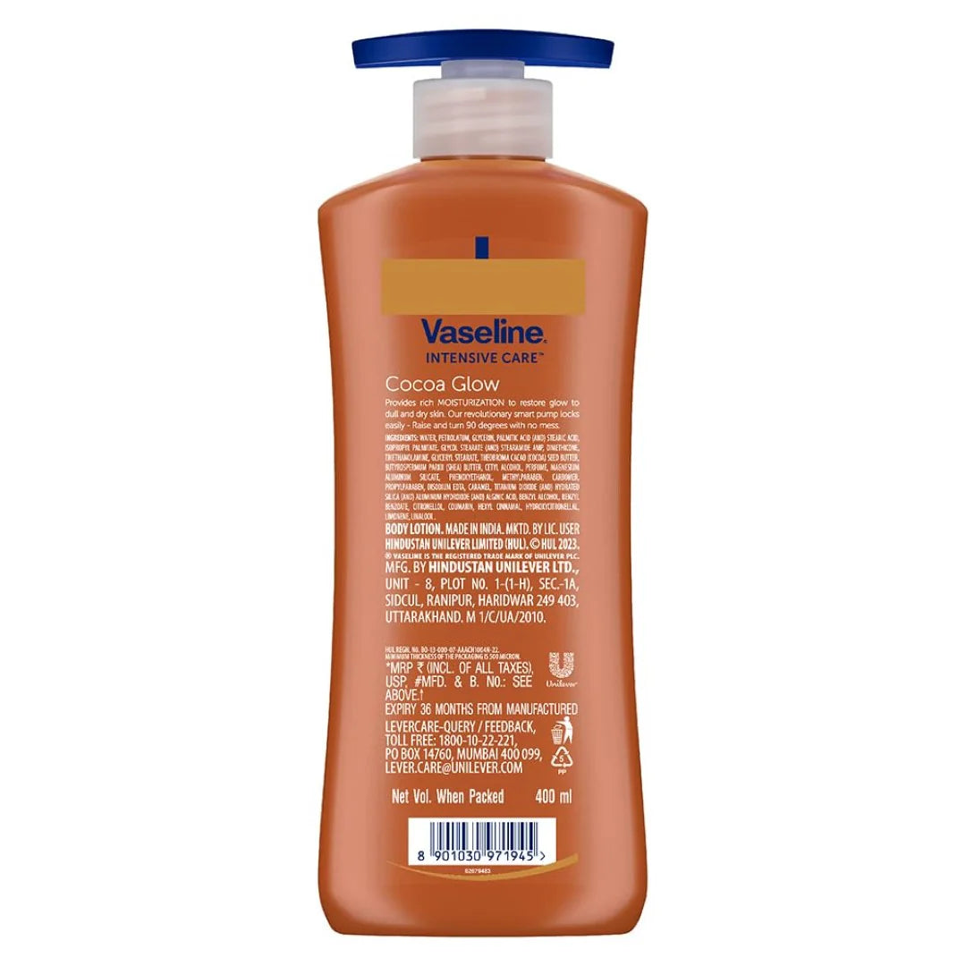 Vaseline Cocoa Glow Serum In Lotion, 400 ml | 100% Pure Cocoa & Shea Butter