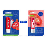 NIVEA Strawberry Shine 4.8g Lip Balm|24 H Melt in Moisture Formula|Natural Oils|Glossy Finish,4.8 g (Pack of 1)