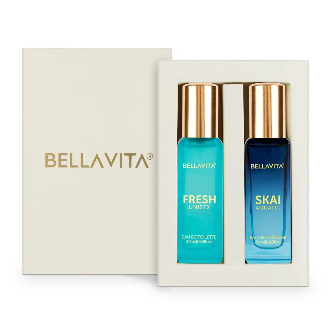 Bella Vita Luxury Skai Aquatic EDC & Fresh EDT Unisex Perfume Combo Pack of 2, 20Ml Each