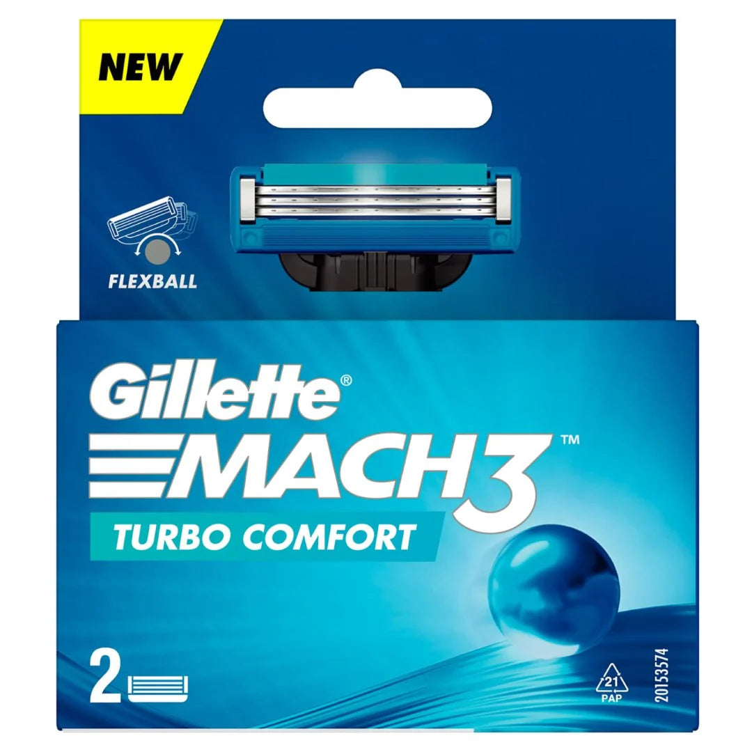 Gillette Mach3 Turbo Manual Shaving Razor Blades - 2S Pack (Cartridge), Men