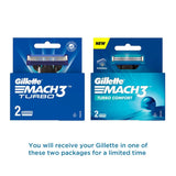 Gillette Mach3 Turbo Manual Shaving Razor Blades - 2S Pack (Cartridge), Men