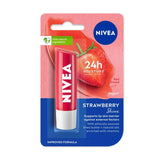 NIVEA Strawberry Shine 4.8g Lip Balm|24 H Melt in Moisture Formula|Natural Oils|Glossy Finish,4.8 g (Pack of 1)