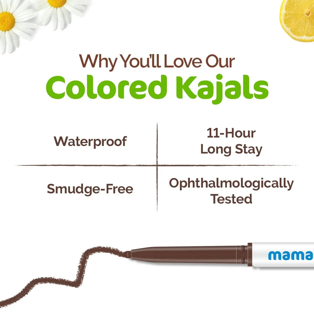 Mamaearth Long Stay Colored Natural Kajal stick For 11 Hour Long Stay - Woody Brown - 0.35 G