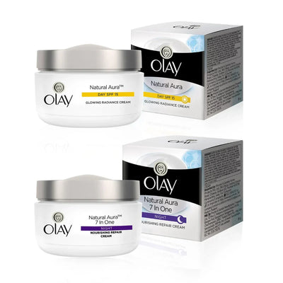 Olay Natural  Aura Night Cream 50g And Olay Natural Aura Day Cream SPF 15, 50g