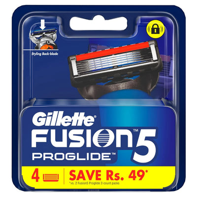 Gillette Fusion Proglide Blades for men with styling back blade - 4 count for Perfect Shave and Perfect Beard Shape