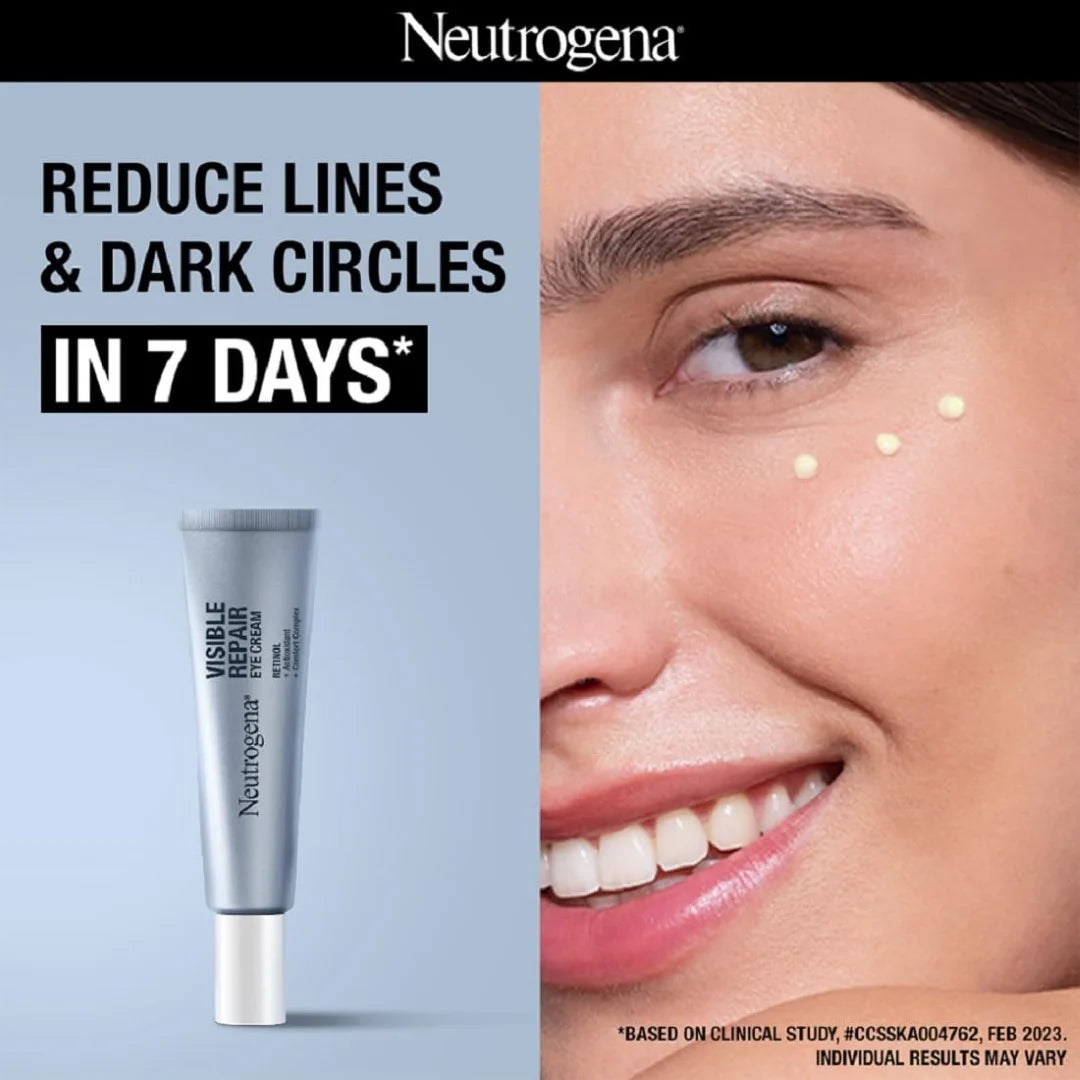 Neutrogena Visible Repair Retinol Day & Night Eye Cream: Boosts Collagen for Anti-Ageing & Fine Lines 15g