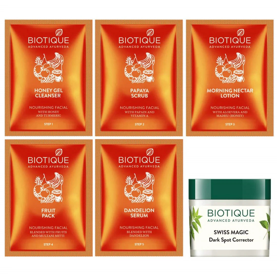 Biotique Tan Removal Clear Young Skin Facial Kit (Free with Swiss Magic Dark Spot Corrector)