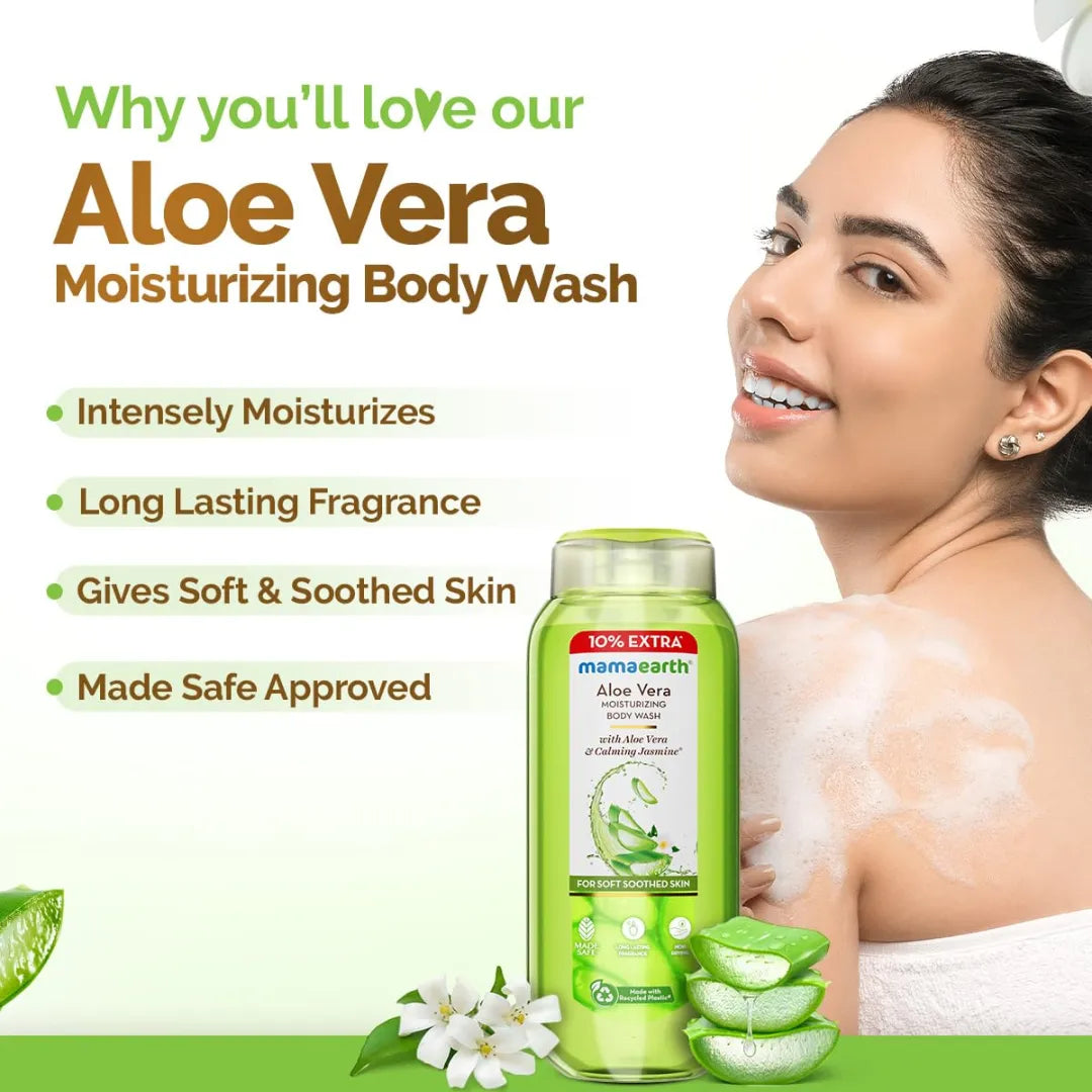 Mamaearth Aloe Vera Moisturizing Body Wash with Aloe Vera & Calming Jasmine Scent For Soft & Soothed Skin (275ml)