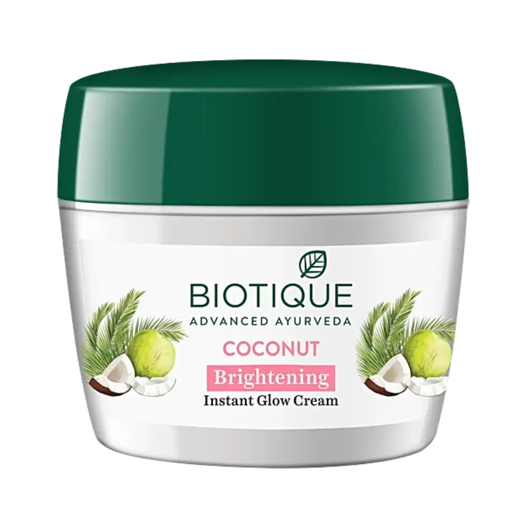 BIOTIQUE Coconut Brightening Instant Glow Cream - For All Skin Types (175g)