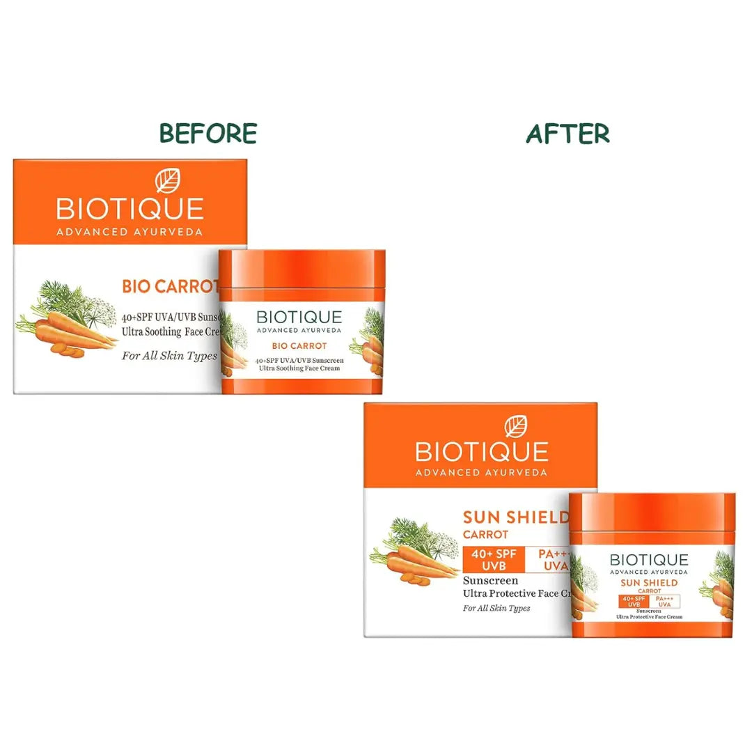 Biotique Sun Shield Carrot 40+ SPF Ultra Protective Face Cream For Normal to Oily Skin (50g)