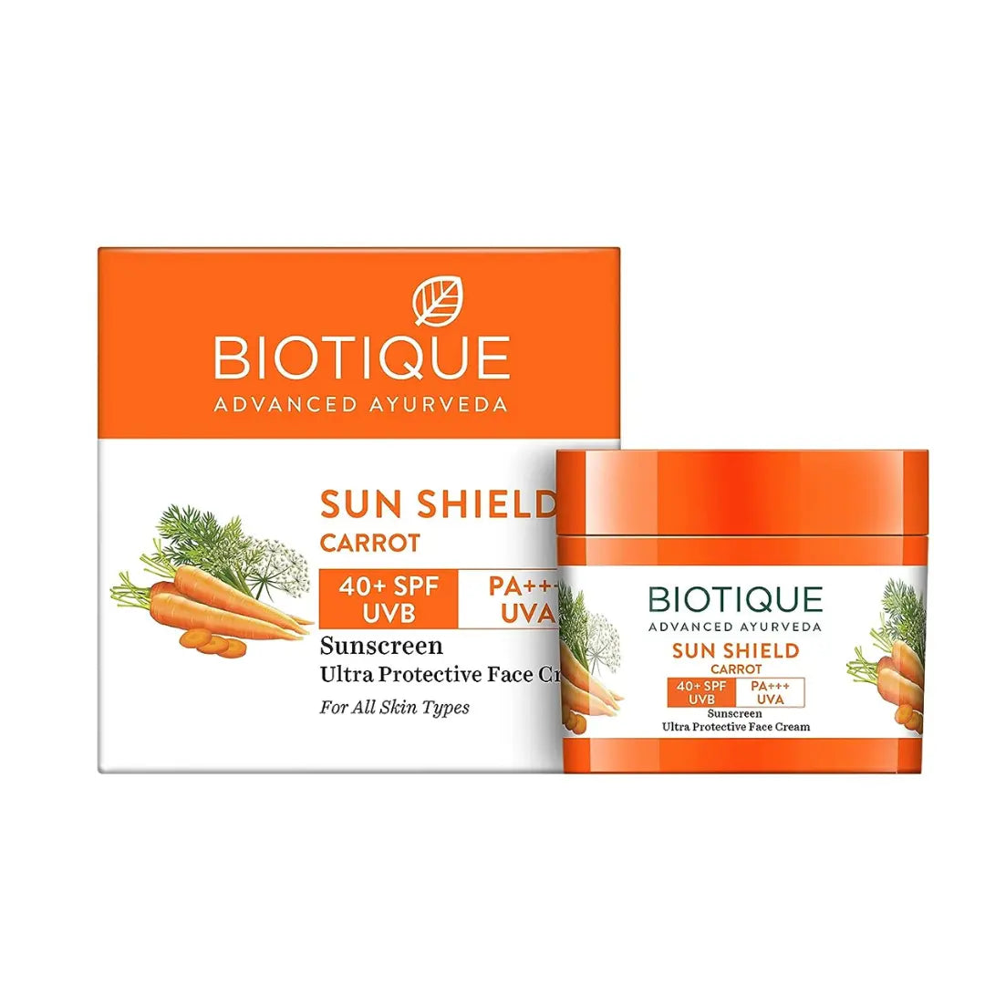 Biotique Sun Shield Carrot 40+ SPF Ultra Protective Face Cream For Normal to Oily Skin (50g)