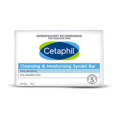 Cetaphil Cleansing & Moisturising Syndet Bar With Shea butter | Dermatologist Recommended For Daily Bathing (75g)