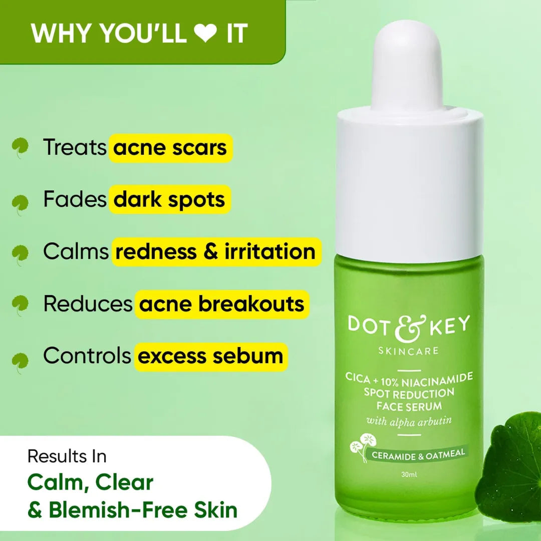 Dot & Key 10% Niacinamide + Cica Serum | Reduces Acne & Dark Spots | Niacinamide Serum (30ml)