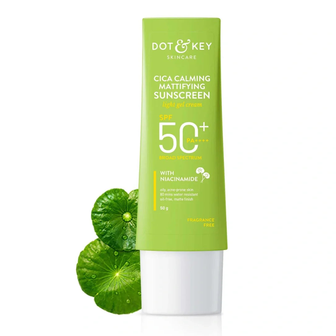 Dot & Key CICA Calming Mattifying Sunscreen SPF 50 PA++++ | For Oily Acne Prone & Sensitive Skin (50g)