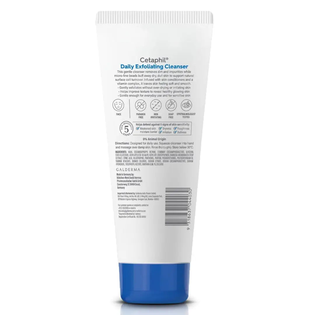 Cetaphil Daily Exfoliating Cleanser with Vit E and B5 |All Skin Types | Dermatologist Tested 178ml