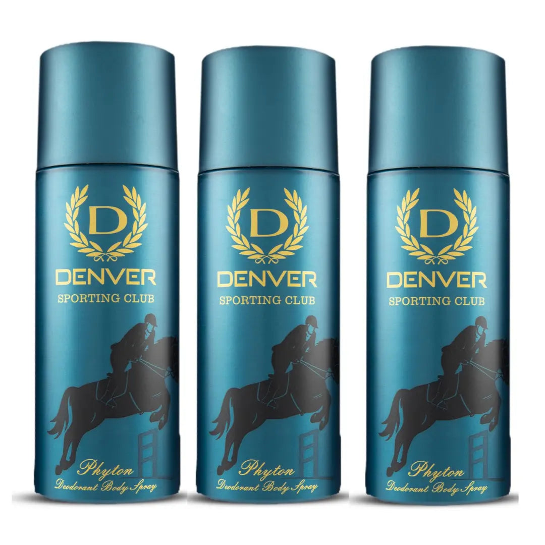 DENVER Phyton Sporting Club Deodorant -165ML | Long Lasting Deo for Men & Boys pack of 3