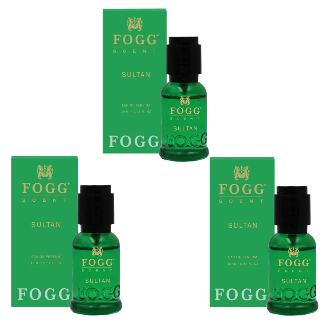 FOGG Men Spray Scent Sultan Perfume, Long-Lasting, Fresh & Powerful Fragrance Spray, Eau De Parfum (15ml*3)