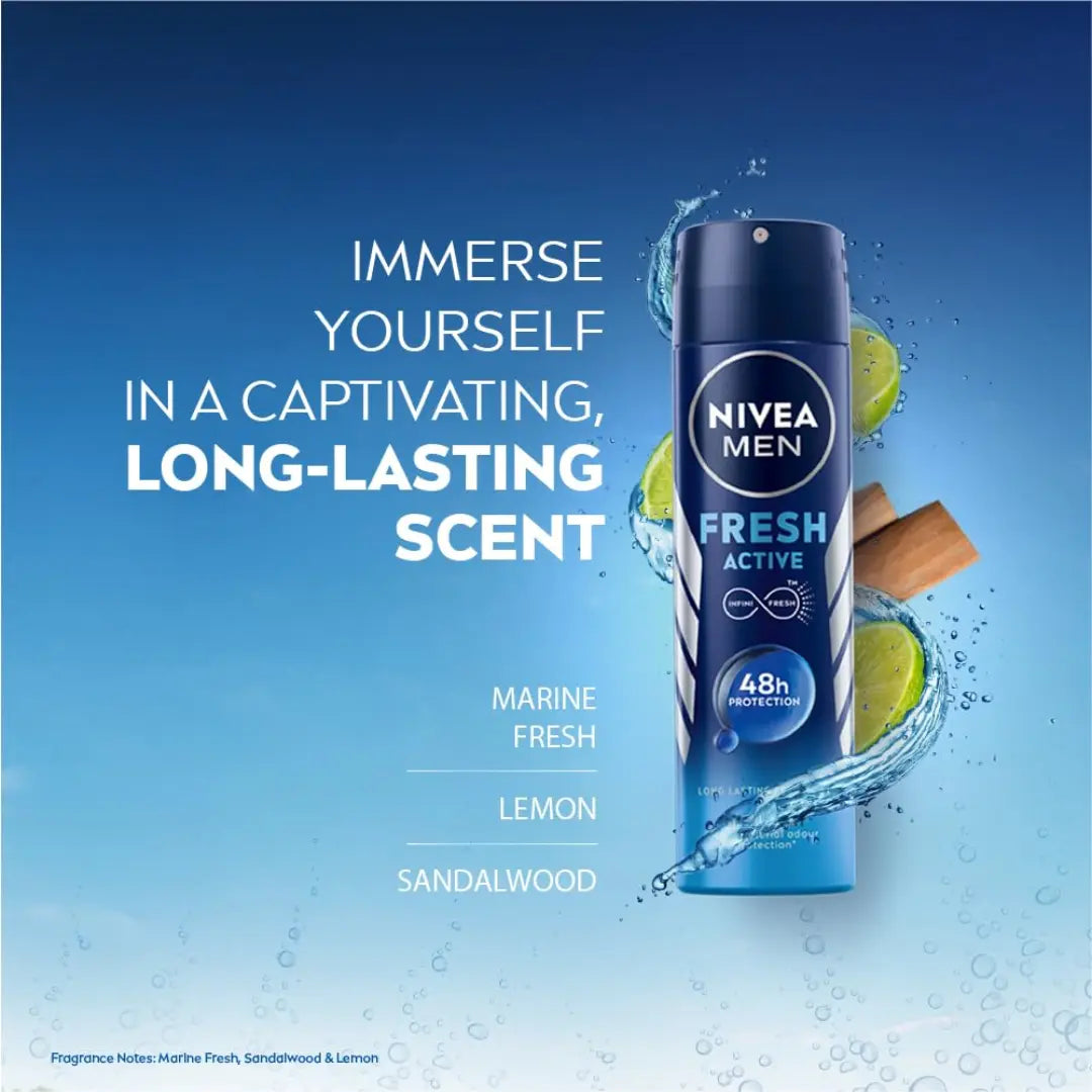 Nivea Fresh Active Deodorant For Men - 150ml (Pack of 3)