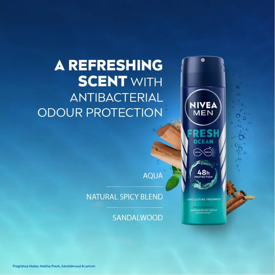 Nivea Fresh Ocean Deodorant For Men - 150ml (Pack of 2)