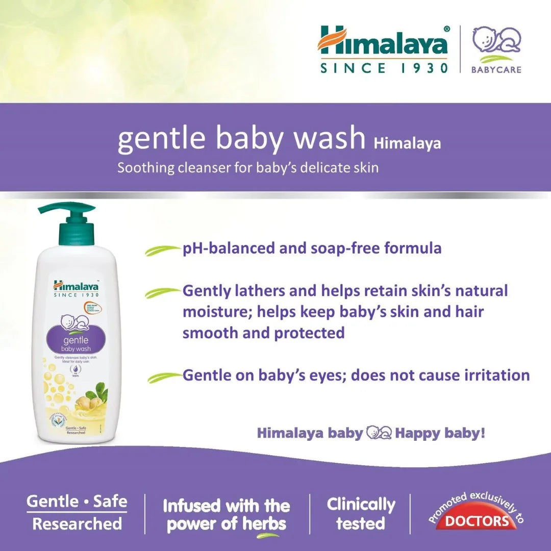 Himalaya Gentle Baby Wash | No tears formula |with chickpea and Green gram| Cleansing baby's gentle skin (200ml )