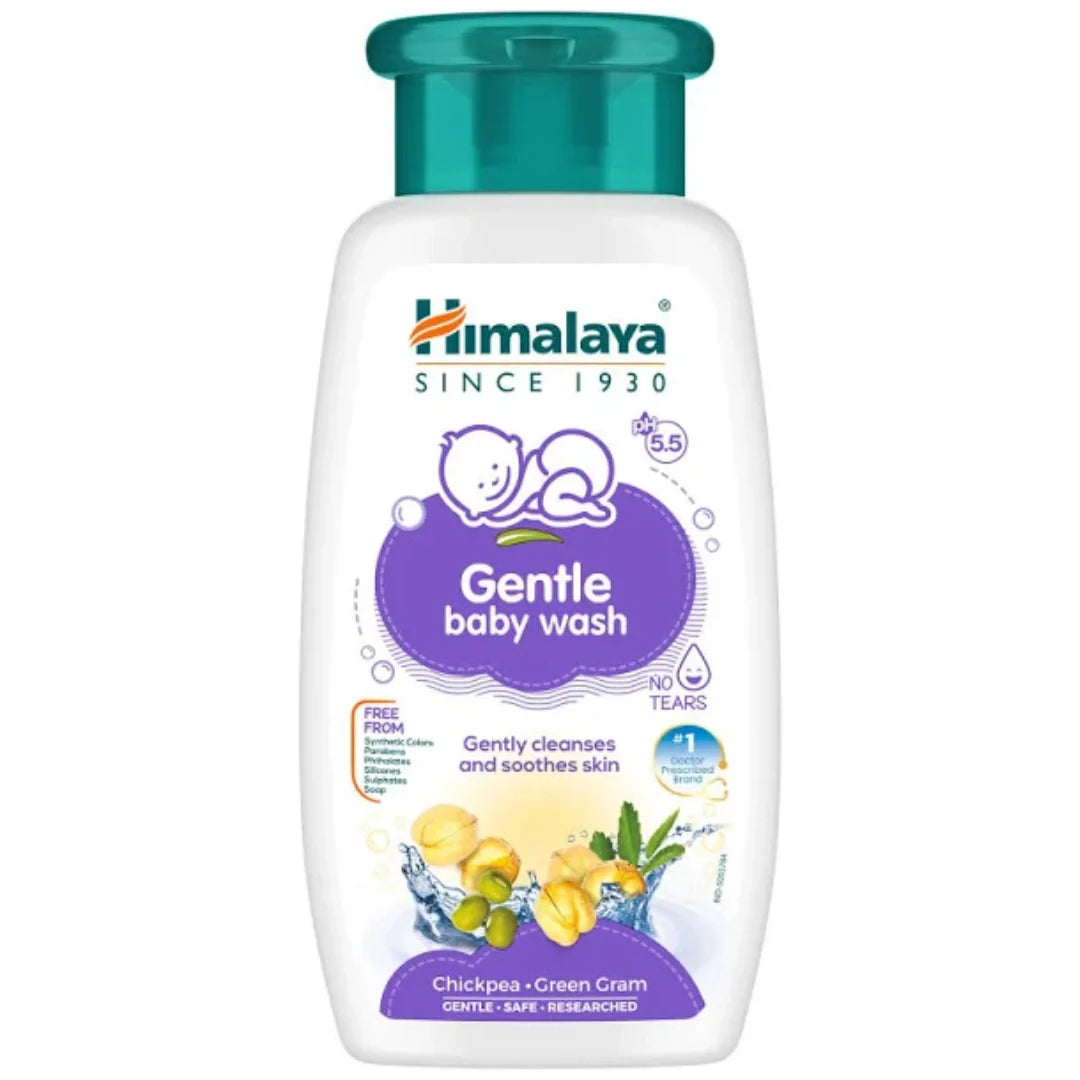 Himalaya Gentle Baby Wash | No tears formula |with chickpea and Green gram| Cleansing baby's gentle skin (200ml )