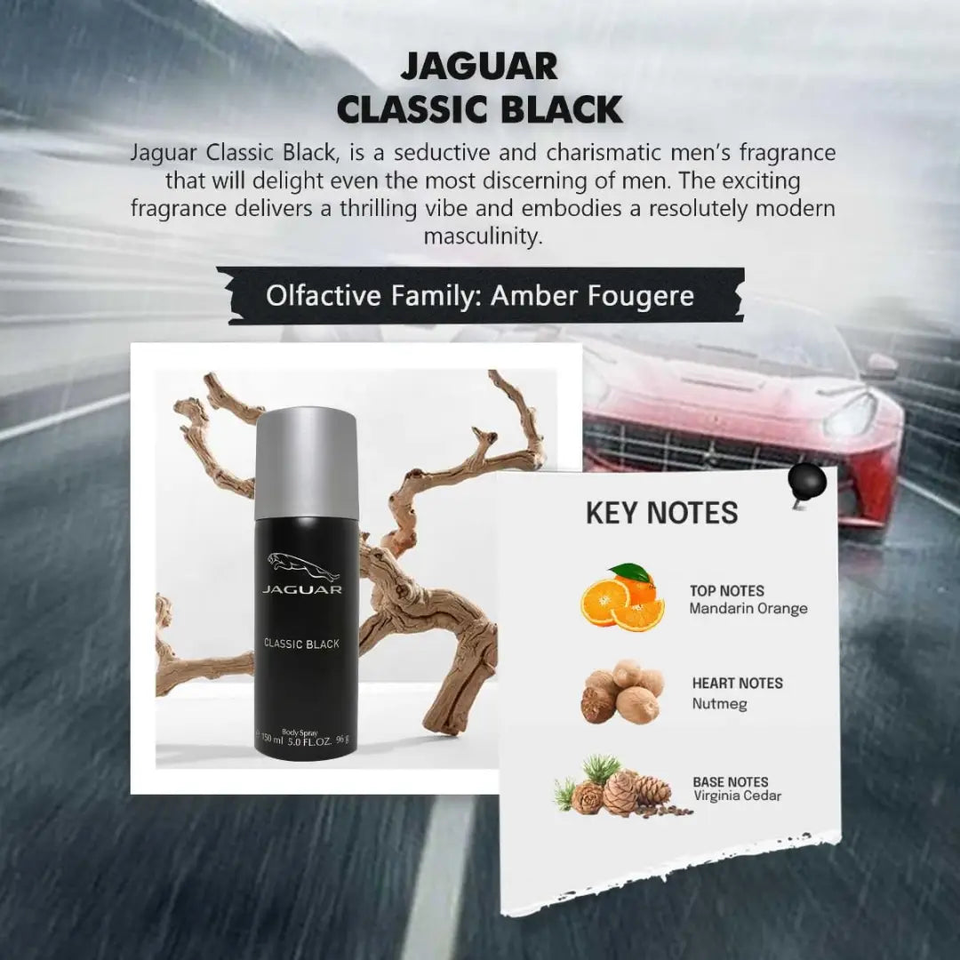 JAGUAR Classic Black Deodorant Spray - For Men (150 ml)