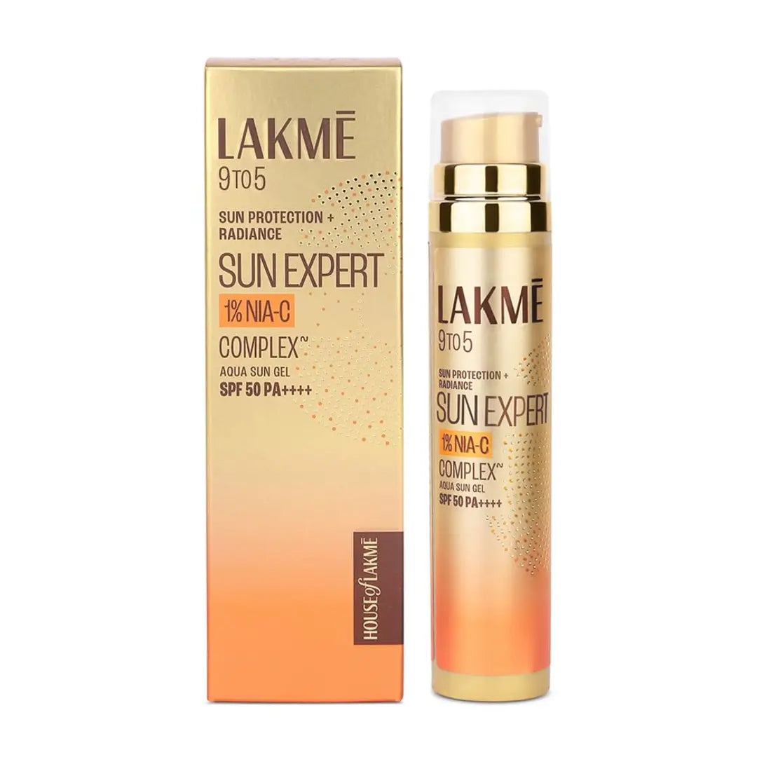 LAKMÉ Sun Expert 1% Nia C water-light Sunscreen gel SPF 50 Pa++++ Best for Oily Skin | Even toned & Glowing Skin |Helps reduce pigmentation | UVA/B Protection, No White Cast 56G