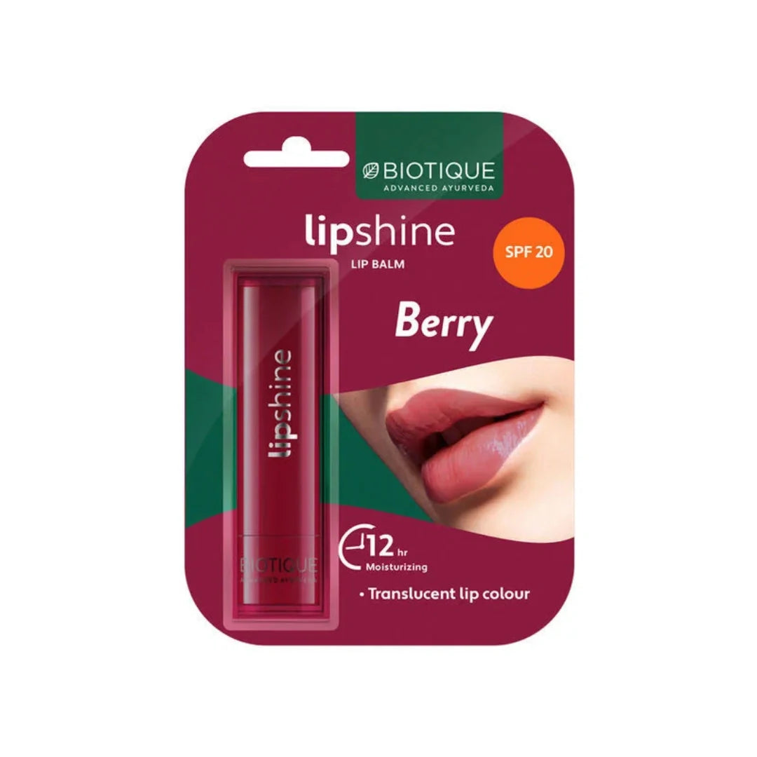 Biotique Lipshine SPF 20 Moisturising Translucent Lip Balm - Berry Crush (4g)