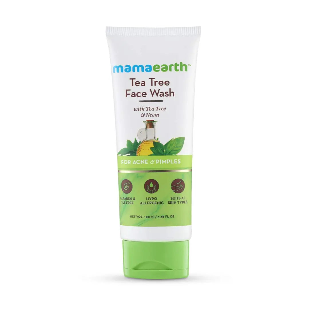 Mamaearth Tea Tree Natural Face Wash for Acne & Pimples Wash 100 ml - For Normal & Dry Skin