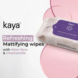 Kaya Clinic Refreshing Mattifying Wipes | Vitamin E & Chamomile Extracts | Face Wipes | Cleansing Wipes | For Acne Prone Skin | 30 Wipes