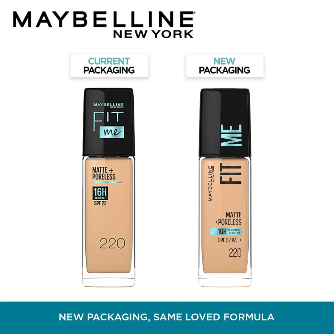 Maybelline New York Liquid Foundation, Matte Finish, With SPF, Absorbs Oil, Fit Me Matte + Poreless, 220 Natural Beige, 30ml