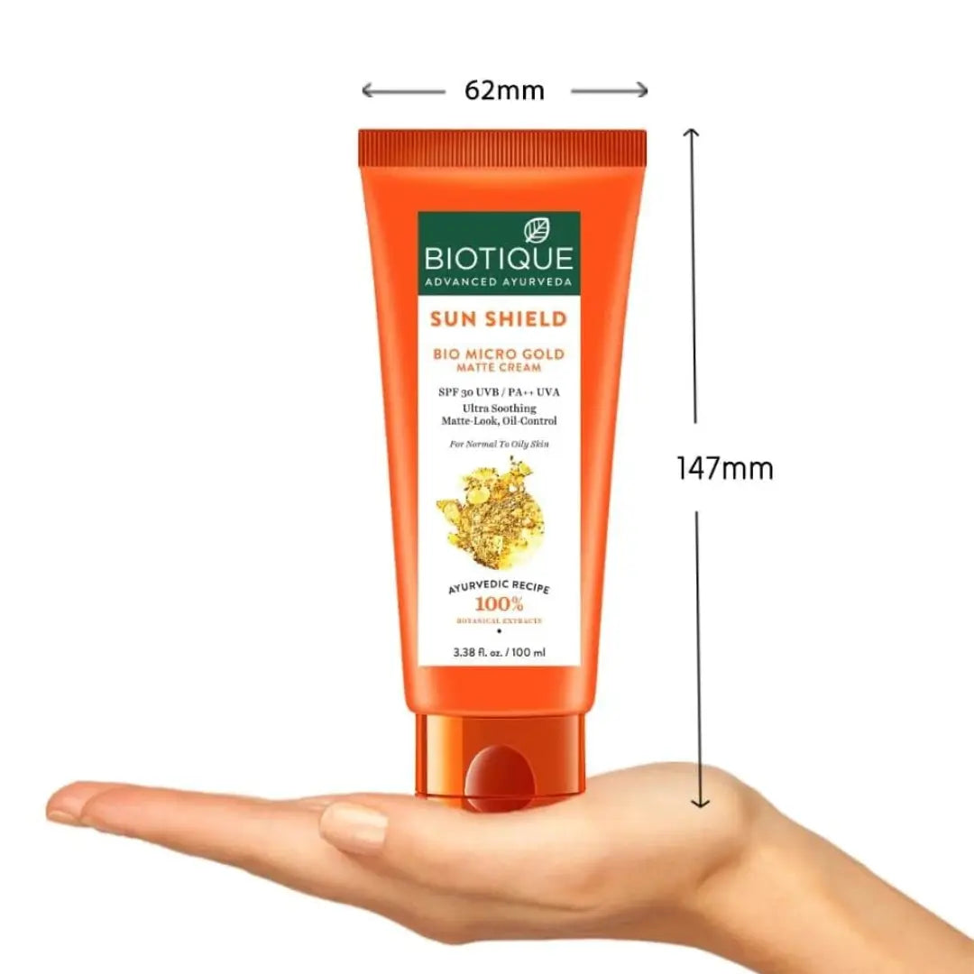 Biotique Sun Shield Micro Gold 30+Spf Matte Cream Sunscreen Ulra Protective Oil Control For Normal Skin (100ml)