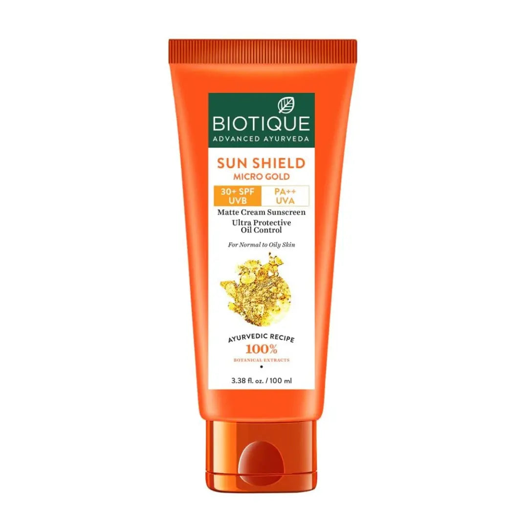 Biotique Sun Shield Micro Gold 30+Spf Matte Cream Sunscreen Ulra Protective Oil Control For Normal Skin (100ml)