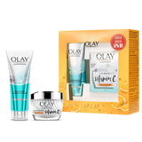 Olay Vitamin C Kit for 2X Glow | Vitamin C Cream with Free Cleanser l Even Glow and Smooth Texturee | With Niacinamide l Normal, Oily, Dry & Combination Skin l Parabens & Sulphate free |