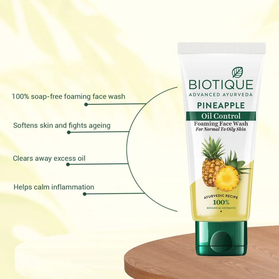 Biotique Pineapple Oil Control Foaming Face Wash For Normal To Oily Skin (100ml)