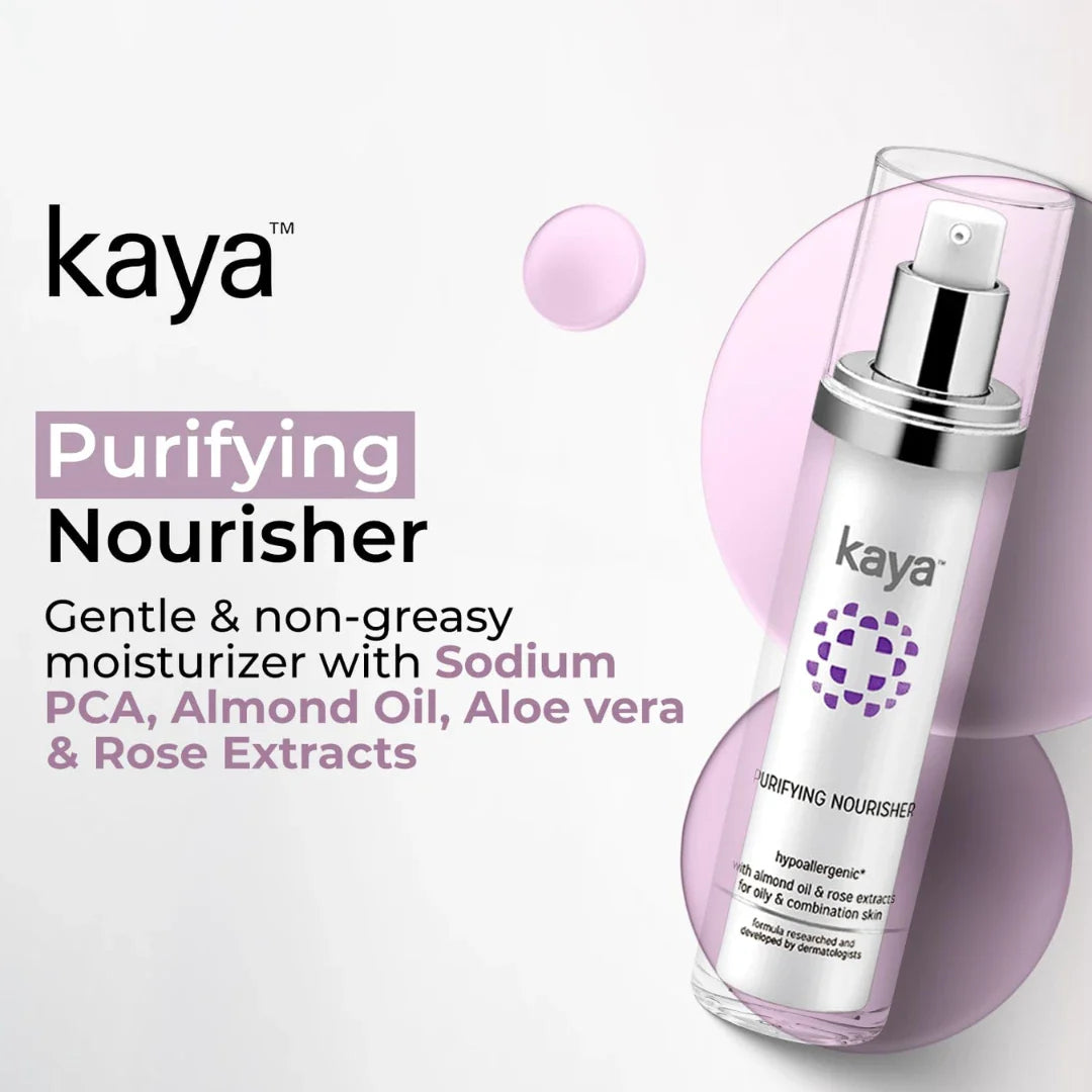 Kaya Acne Care Purifying Nourisher, Gentle/light/non-greasy daily Moisturizer for oily & pimple prone skin, (50ml)