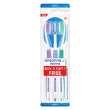 Sensodyne Toothbrush: Sensitive tooth brush with soft rounded bristles for adults, 3 pieces (Manual,Multicolor,Buy 2 Get 1 free)