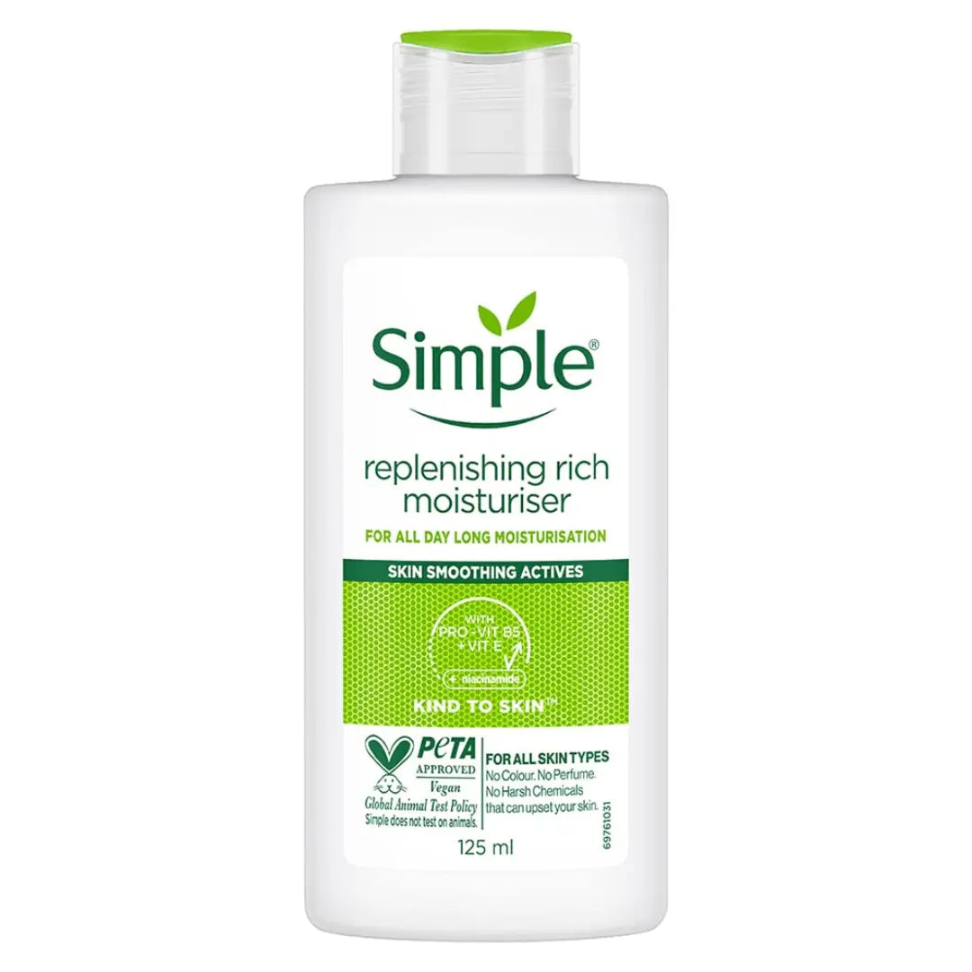 simple Kind To Skin Replenishing Rich Moisturiser Lotion 125 Ml | For All Day-Long Moisturisation | For Normal To Dry Skin