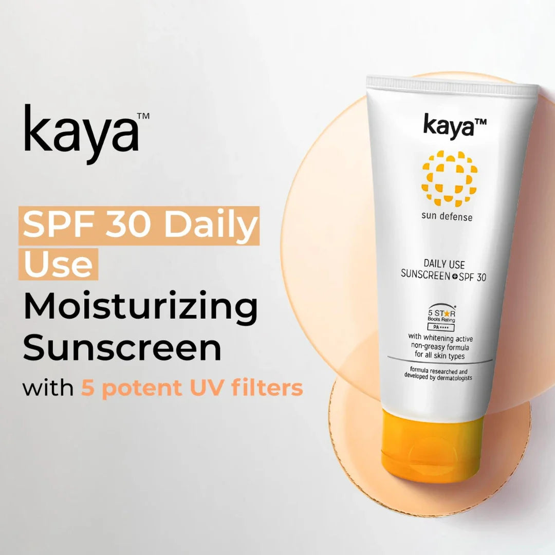 Kaya Daily Use Sunscreen SPF30 PA++++ | Contains Niacinamide | PABA Free | Non Greasy Formula | All Skin Types | (75ml)